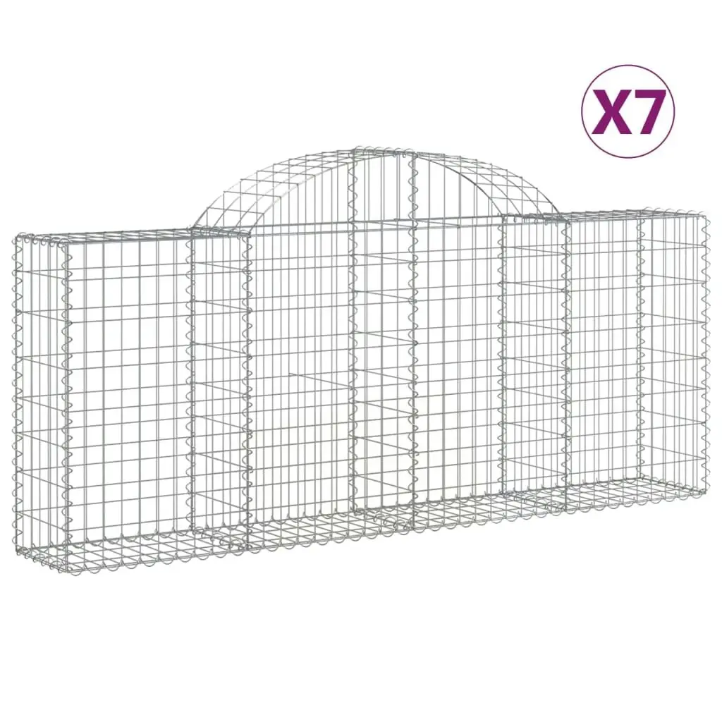 Arched Gabion Baskets 7 pcs 200x30x80/100 cm Galvanised Iron 3146094