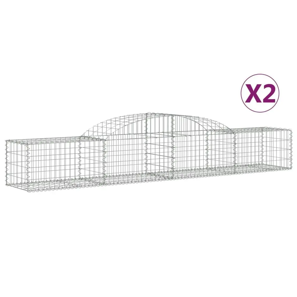 Arched Gabion Baskets 2 pcs 300x50x40/60 cm Galvanised Iron 3146647