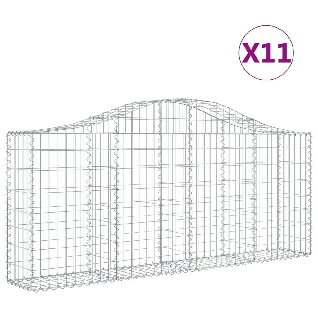 Arched Gabion Baskets 11 pcs 200x30x80/100 cm Galvanised Iron 3145418