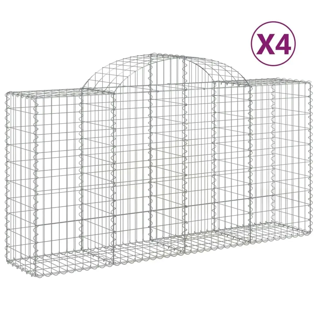 Arched Gabion Baskets 4 pcs 200x50x100/120 cm Galvanised Iron 3146322