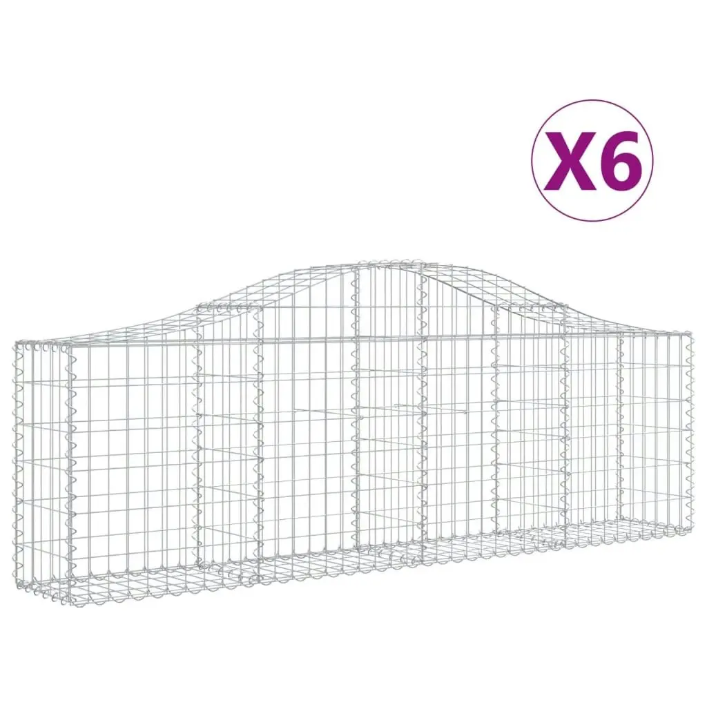 Arched Gabion Baskets 6 pcs 200x30x60/80 cm Galvanised Iron 3145392