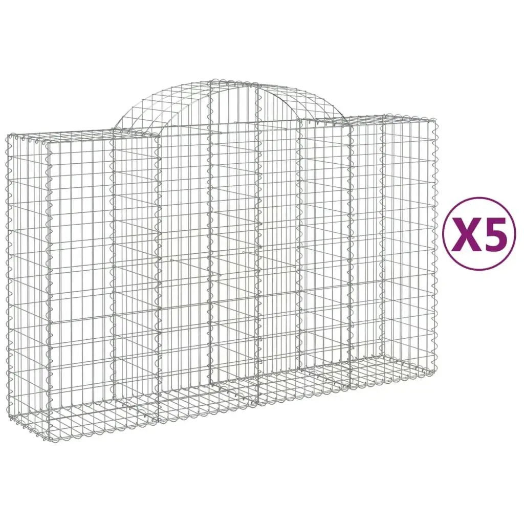 Arched Gabion Baskets 5 pcs 200x50x120/140 cm Galvanised Iron 3146344