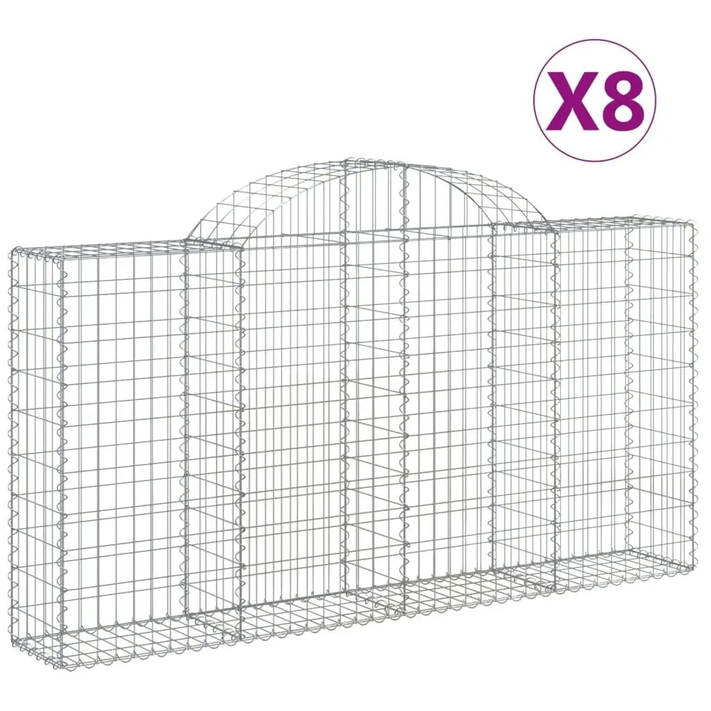 Arched Gabion Baskets 8 pcs 200x30x100/120 cm Galvanised Iron 3146116