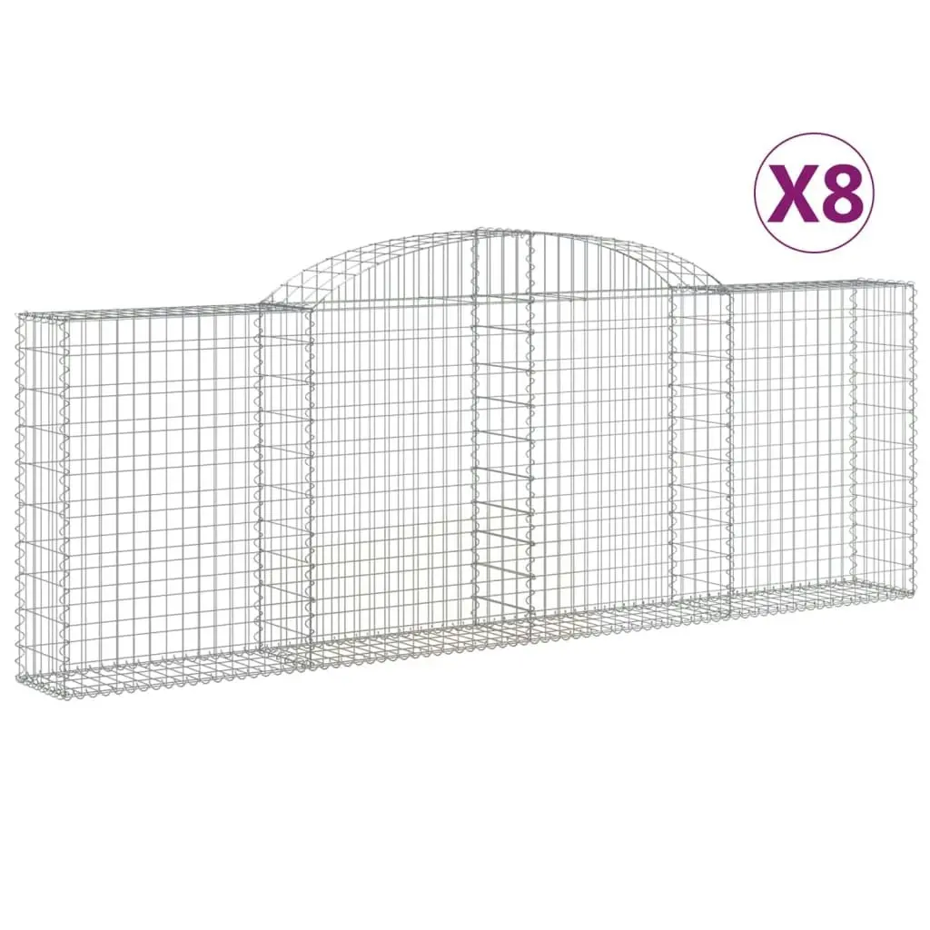 Arched Gabion Baskets 8 pcs 300x30x100/120 cm Galvanised Iron 3146527