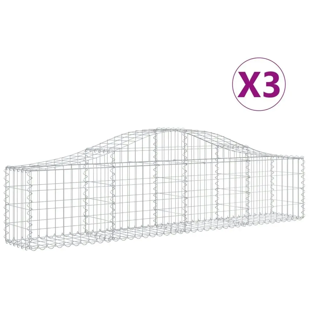 Arched Gabion Baskets 3 pcs 200x30x40/60 cm Galvanised Iron 3145368