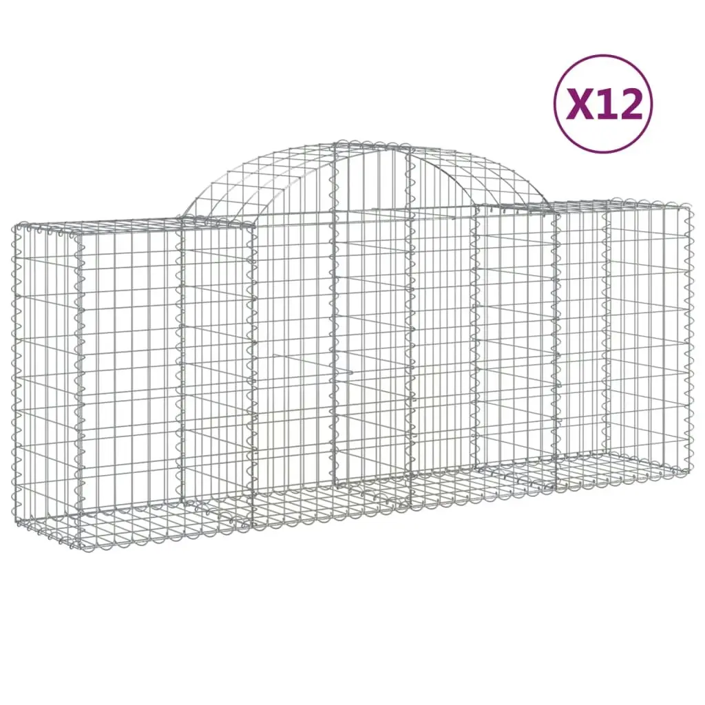 Arched Gabion Baskets 12 pcs 200x50x80/100 cm Galvanised Iron 3146309