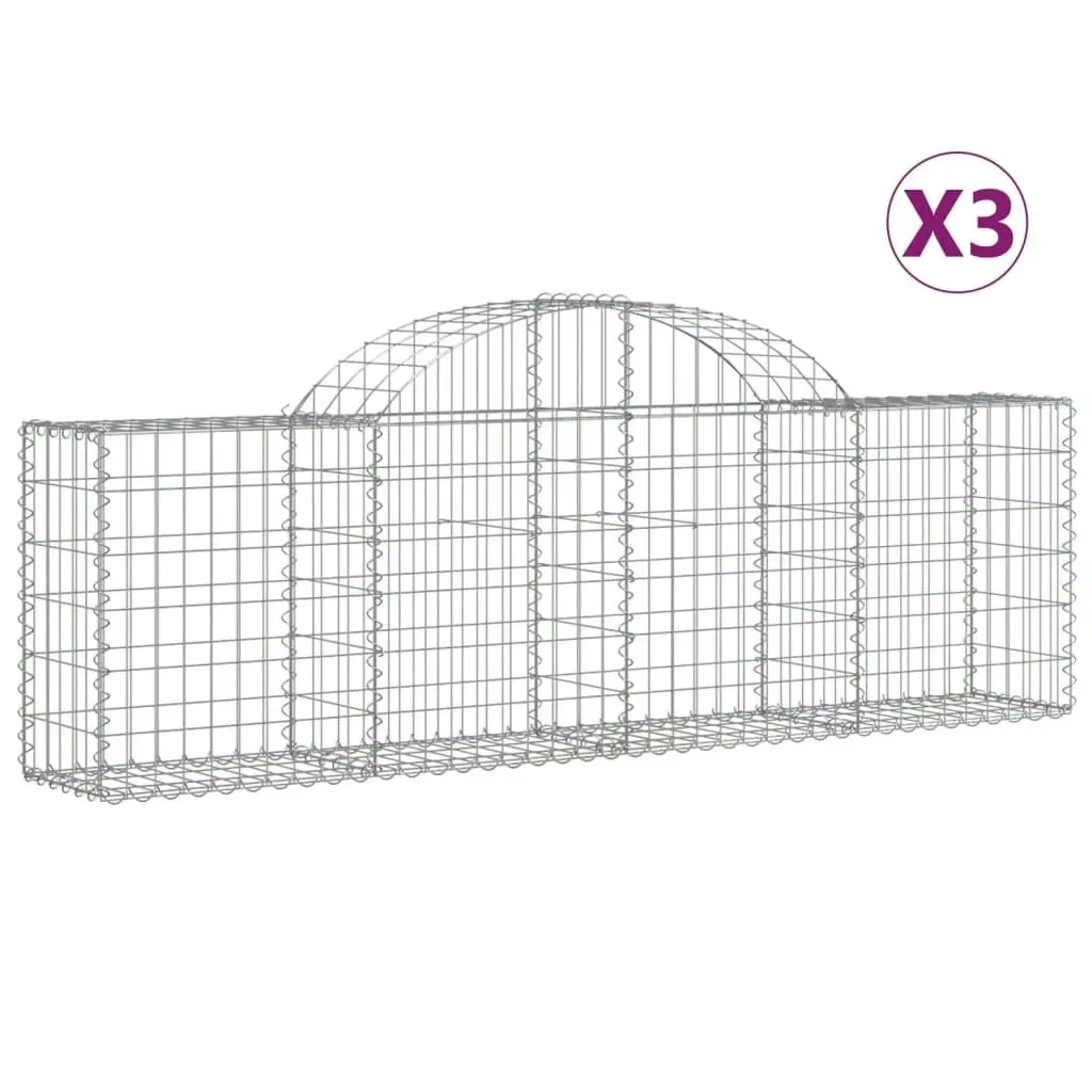 Arched Gabion Baskets 3 pcs 200x30x60/80 cm Galvanised Iron 3146069