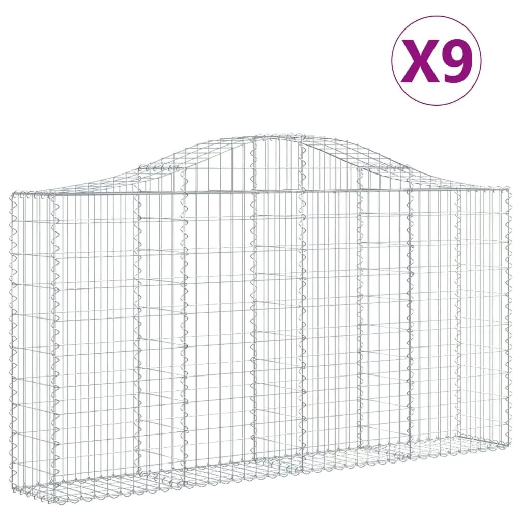 Arched Gabion Baskets 9 pcs 200x30x100/120 cm Galvanised Iron 3145437