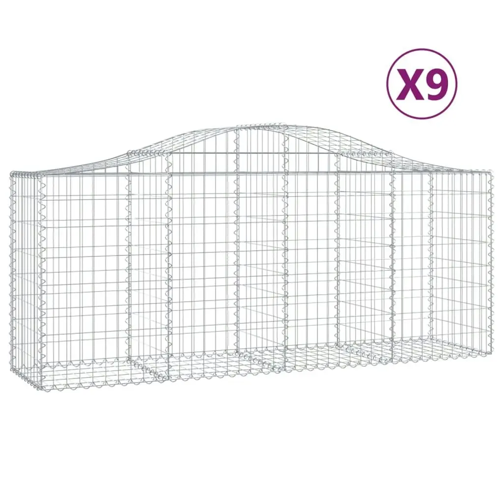 Arched Gabion Baskets 9 pcs 200x50x80/100 cm Galvanised Iron 3145626