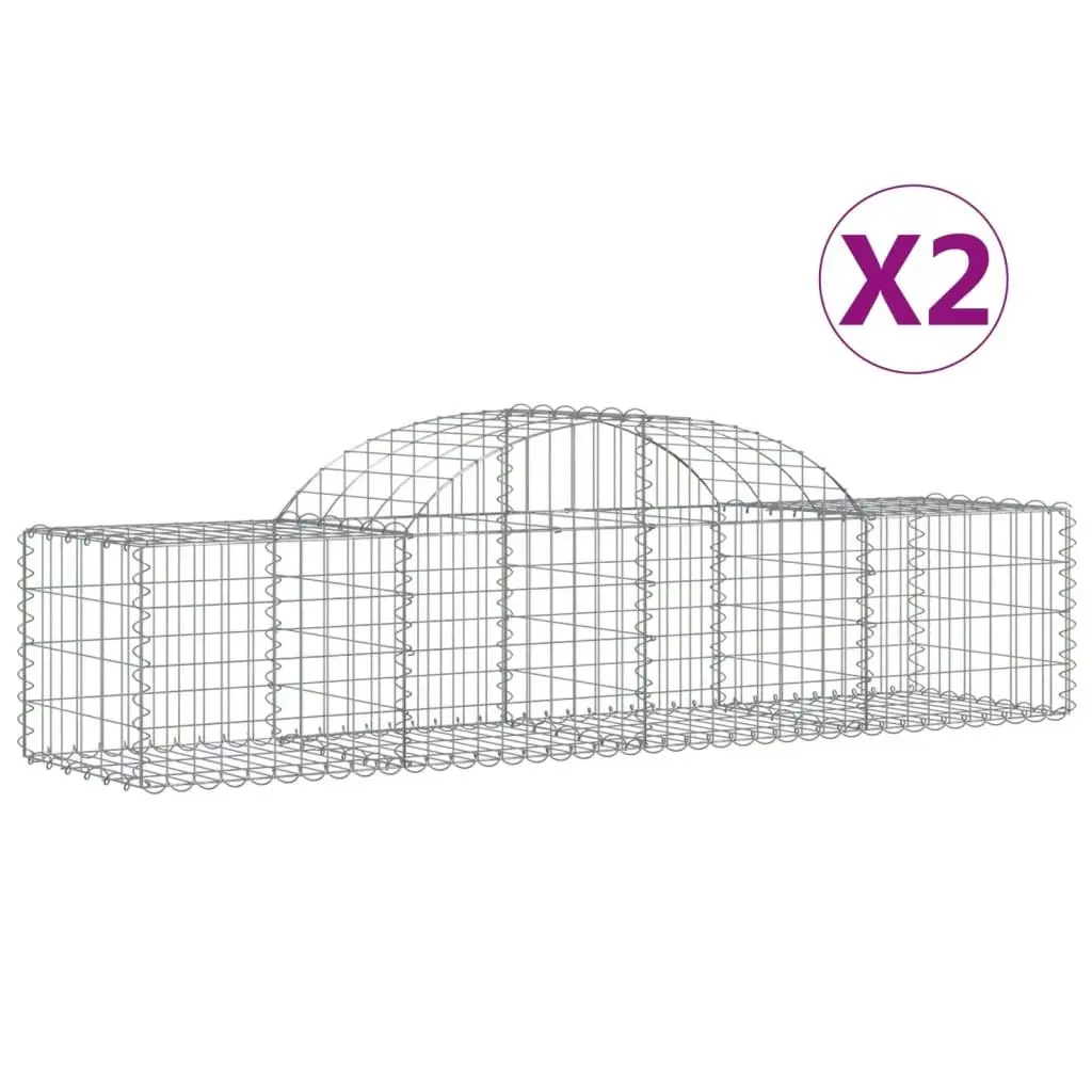 Arched Gabion Baskets 2 pcs 200x50x40/60 cm Galvanised Iron 3146257