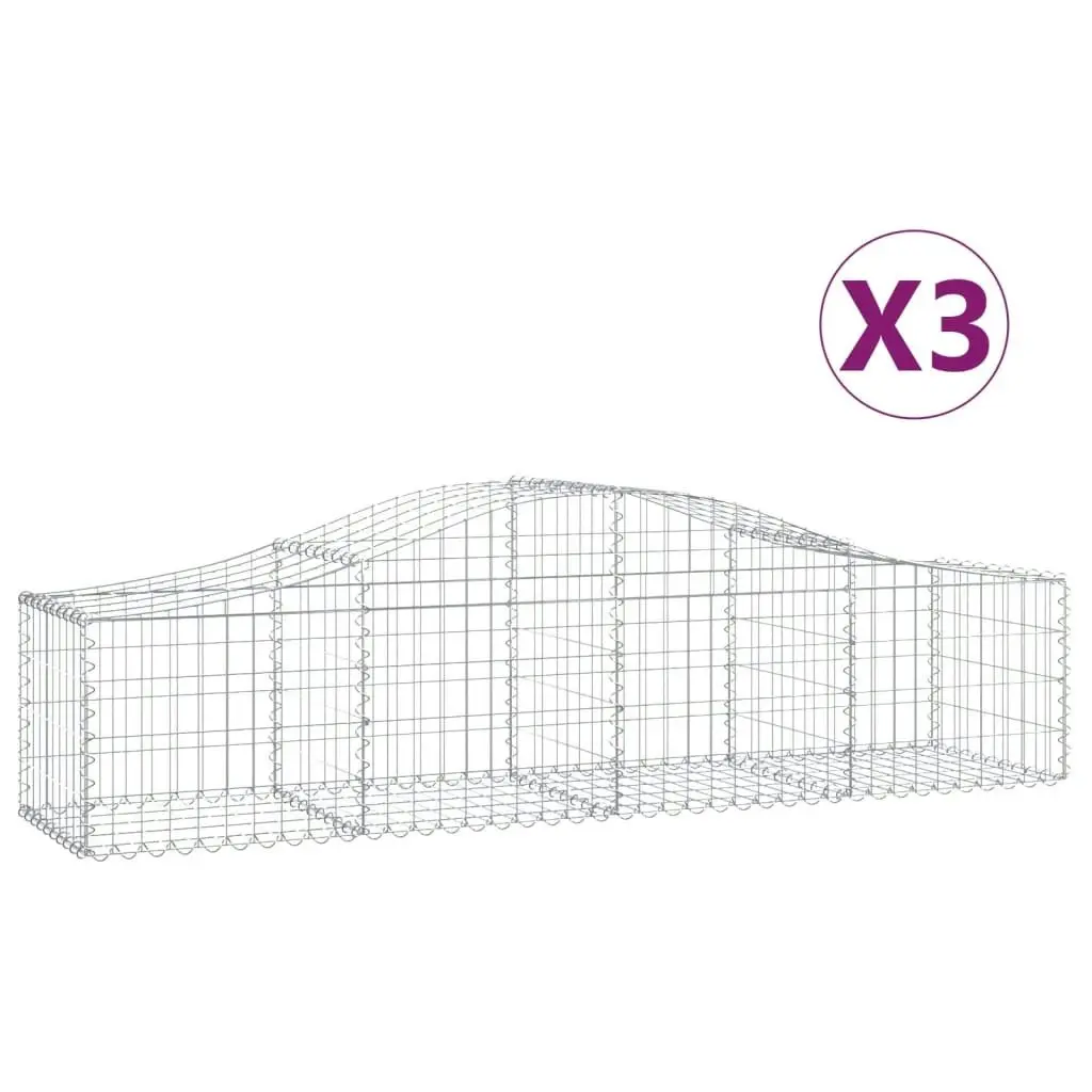 Arched Gabion Baskets 3 pcs 200x50x40/60 cm Galvanised Iron 3145578