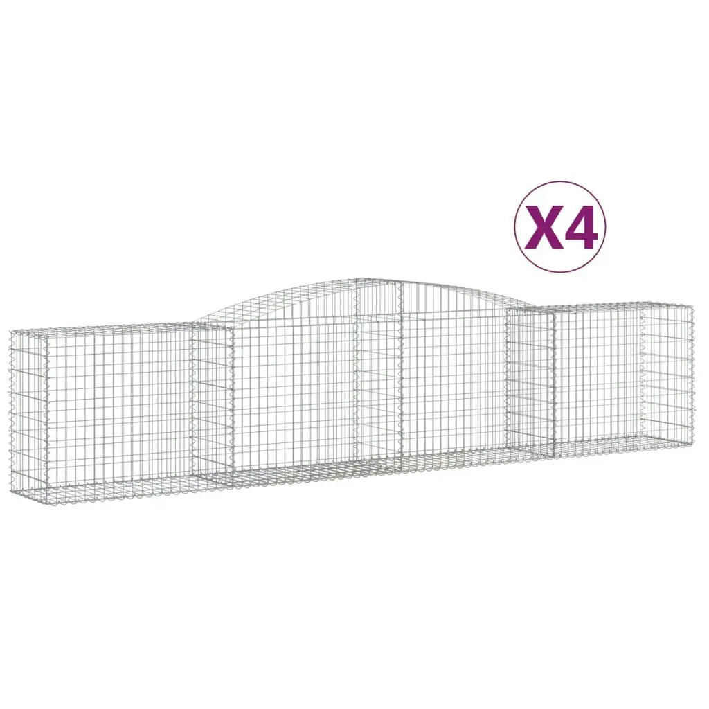 Arched Gabion Baskets 4 pcs 400x50x80/100 cm Galvanised Iron 3146985