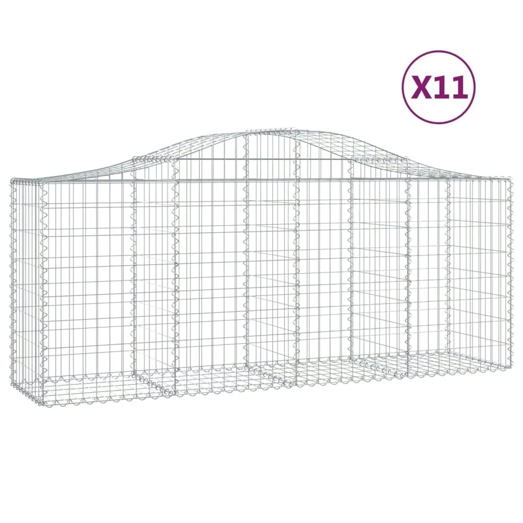 Arched Gabion Baskets 11 pcs 200x50x80/100 cm Galvanised Iron 3145628