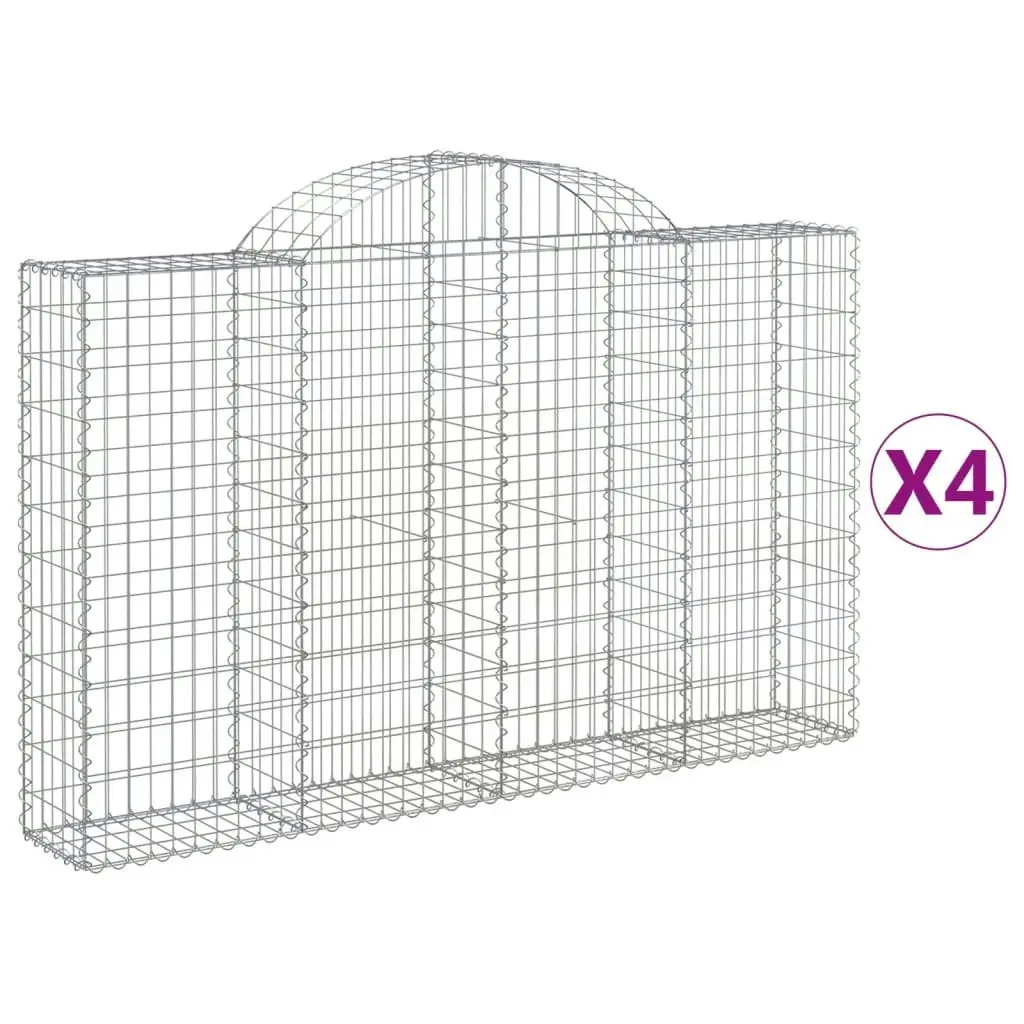 Arched Gabion Baskets 4 pcs 200x30x120/140 cm Galvanised Iron 3146133