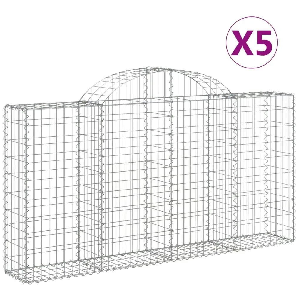 Arched Gabion Baskets 5 pcs 200x30x100/120 cm Galvanised Iron 3146113