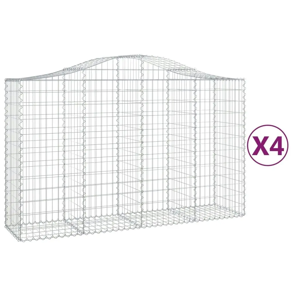 Arched Gabion Baskets 4 pcs 200x50x120/140 cm Galvanised Iron 3145663