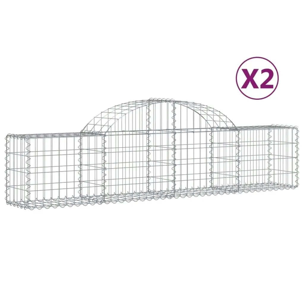 Arched Gabion Baskets 2 pcs 200x30x40/60 cm Galvanised Iron 3146047