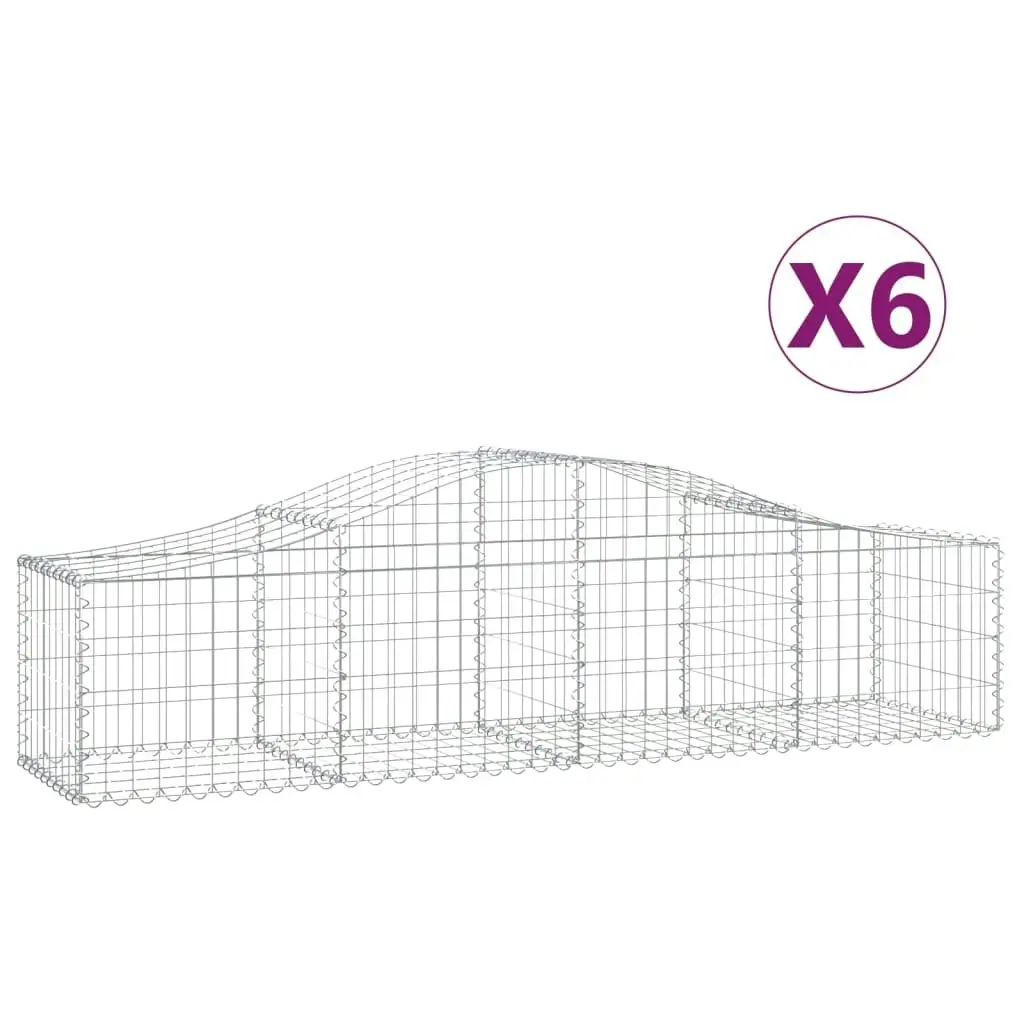 Arched Gabion Baskets 6 pcs 200x50x40/60 cm Galvanised Iron 3145581