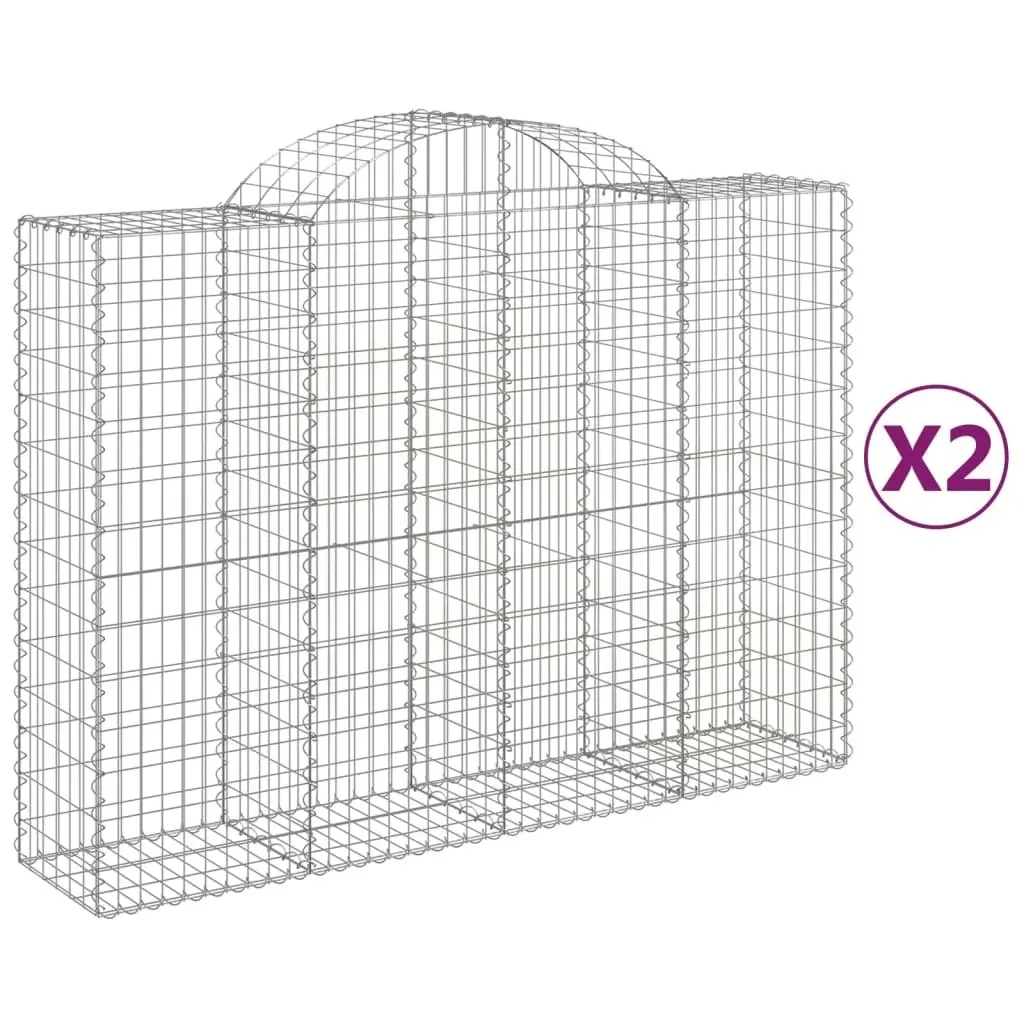 Arched Gabion Baskets 2 pcs 200x50x140/160 cm Galvanised Iron 3146362