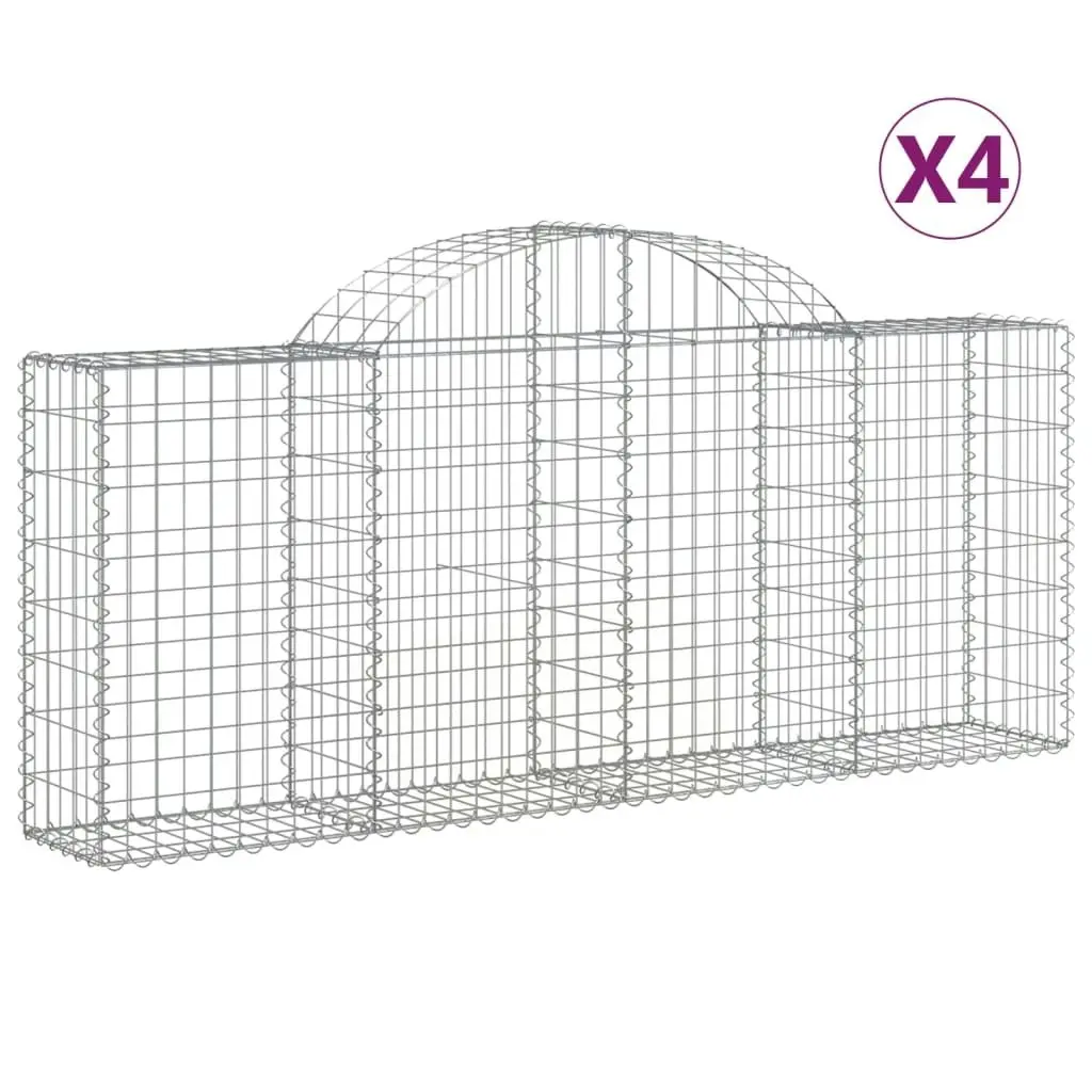 Arched Gabion Baskets 4 pcs 200x30x80/100 cm Galvanised Iron 3146091