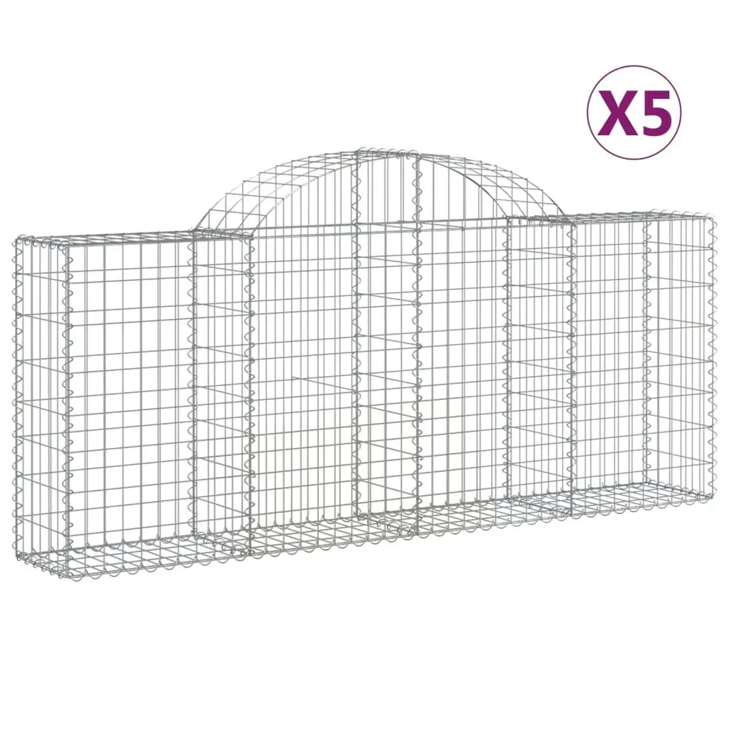 Arched Gabion Baskets 5 pcs 200x30x80/100 cm Galvanised Iron 3146092