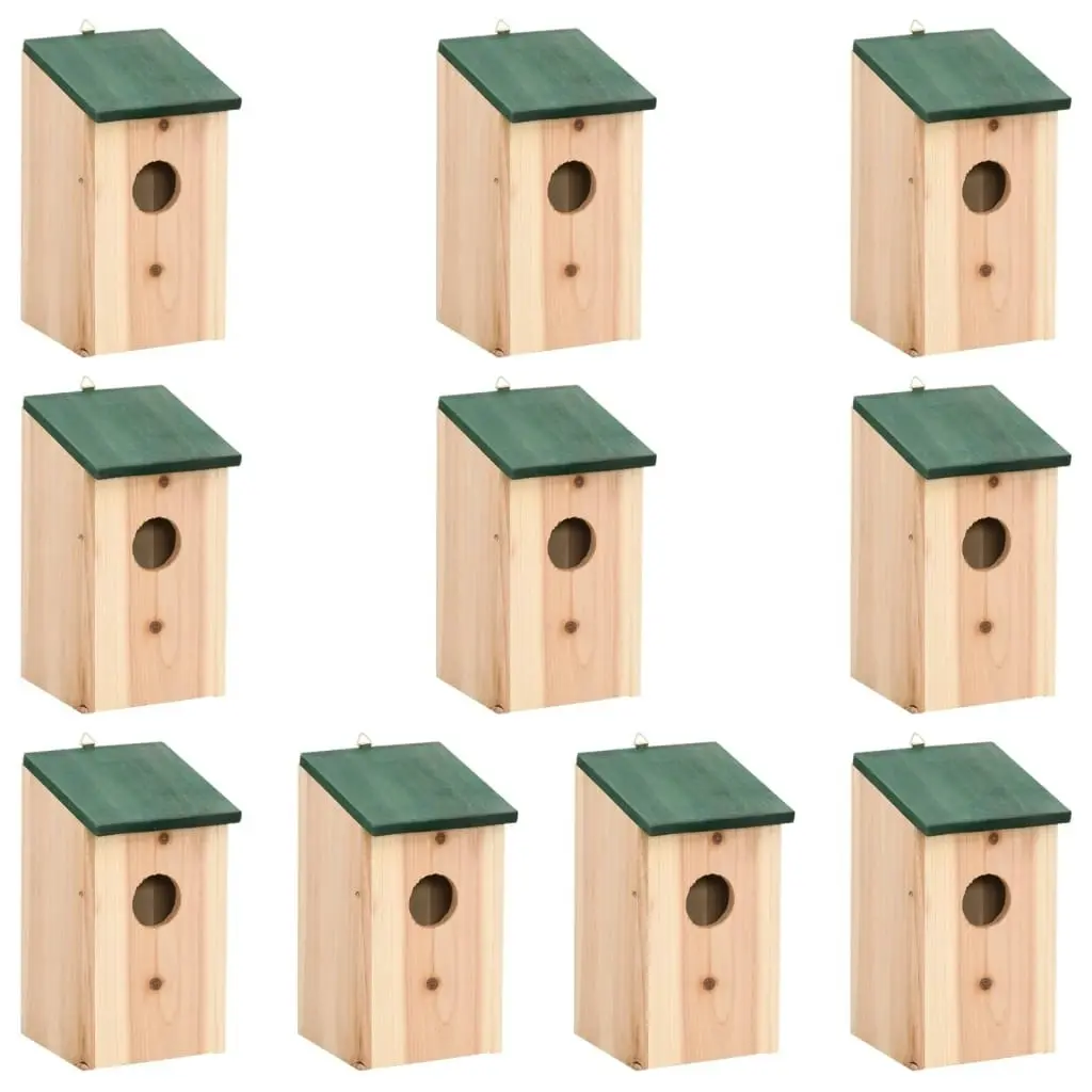 Bird Houses 10 pcs Solid Firwood 12x12x22 cm 314815