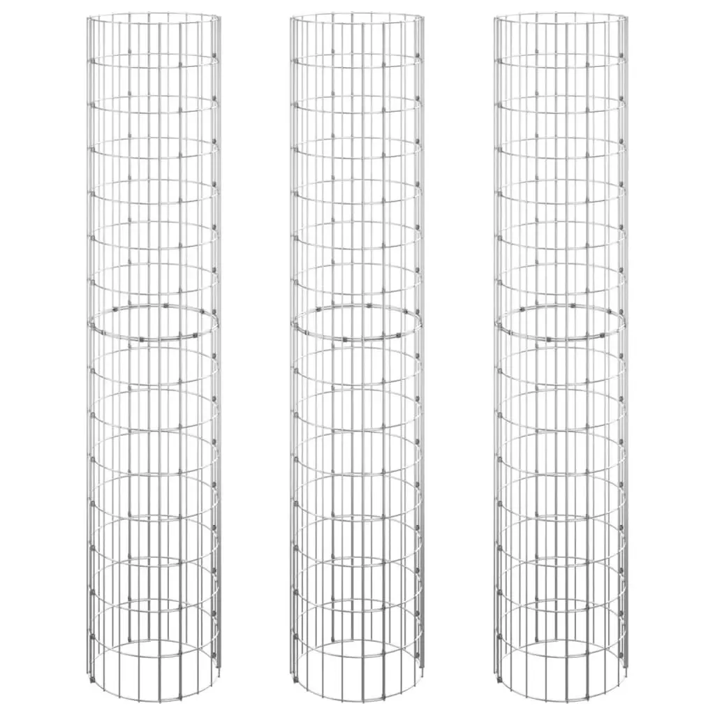 Circular Gabion Raised Beds 3 pcs Galvanised Steel Ø30x150 cm 152021