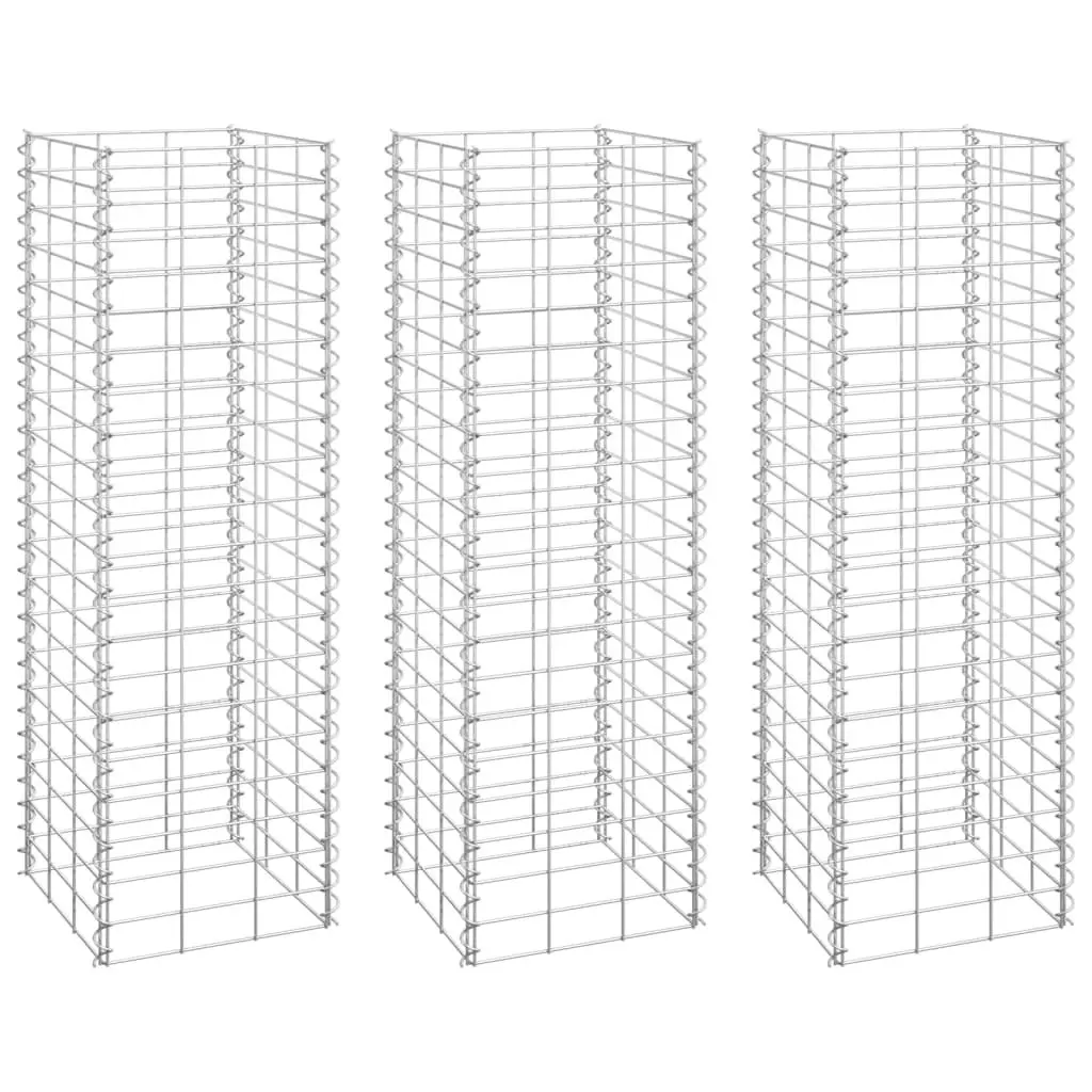 Gabion Raised Beds 3 pcs 30x30x100 cm Iron 151249