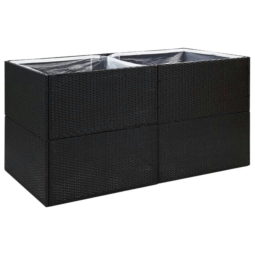 Garden Planter Black 157x80x80 cm Poly Rattan 319174