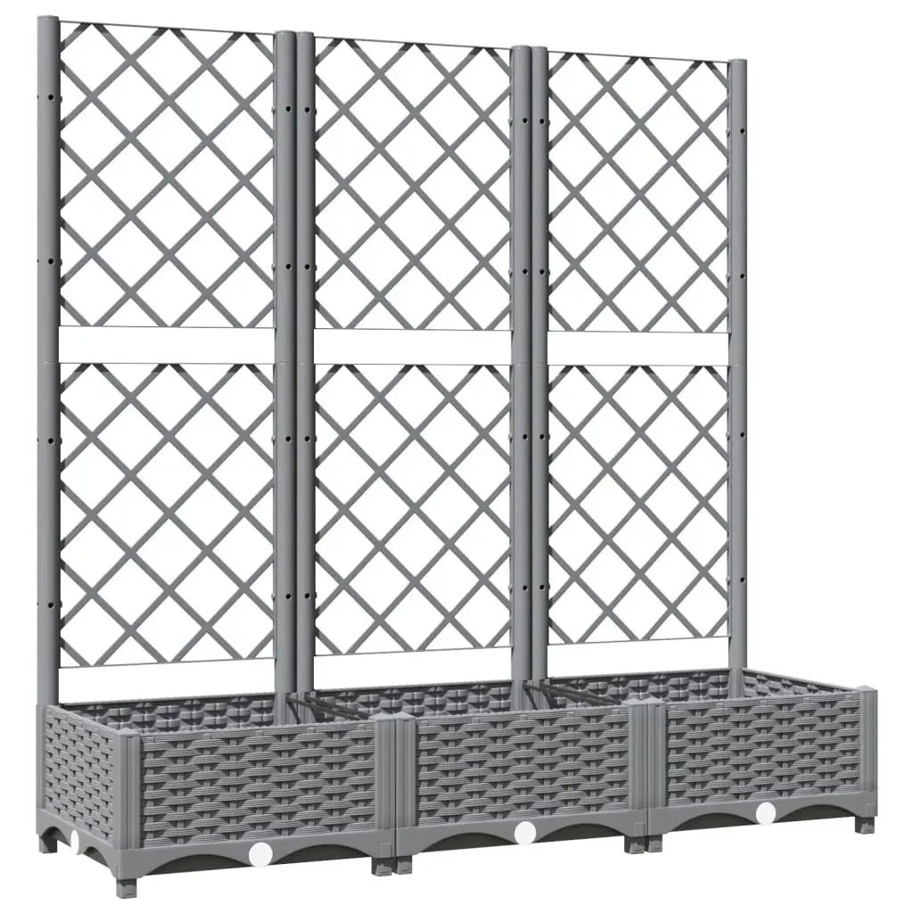 Garden Planter with Trellis Light Grey 120x40x121.5 cm PP 153273