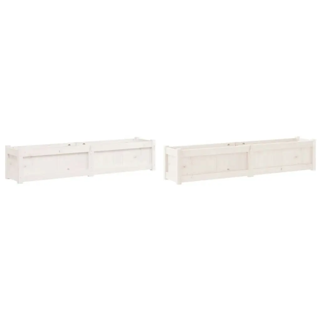 Garden Planters 2 pcs White Solid Wood Pine 837477