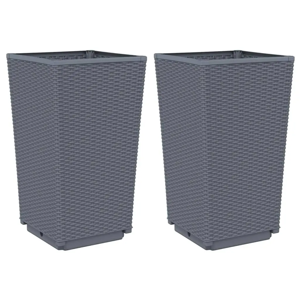 Garden Planters 2 pcs Grey 32.5x32.5x57 cm PP 367846