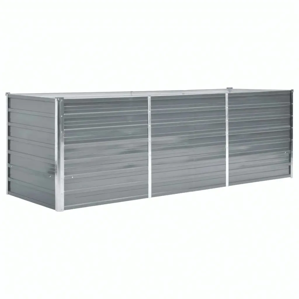 Garden Raised Bed Galvanised Steel 240x80x77 cm Grey 44840