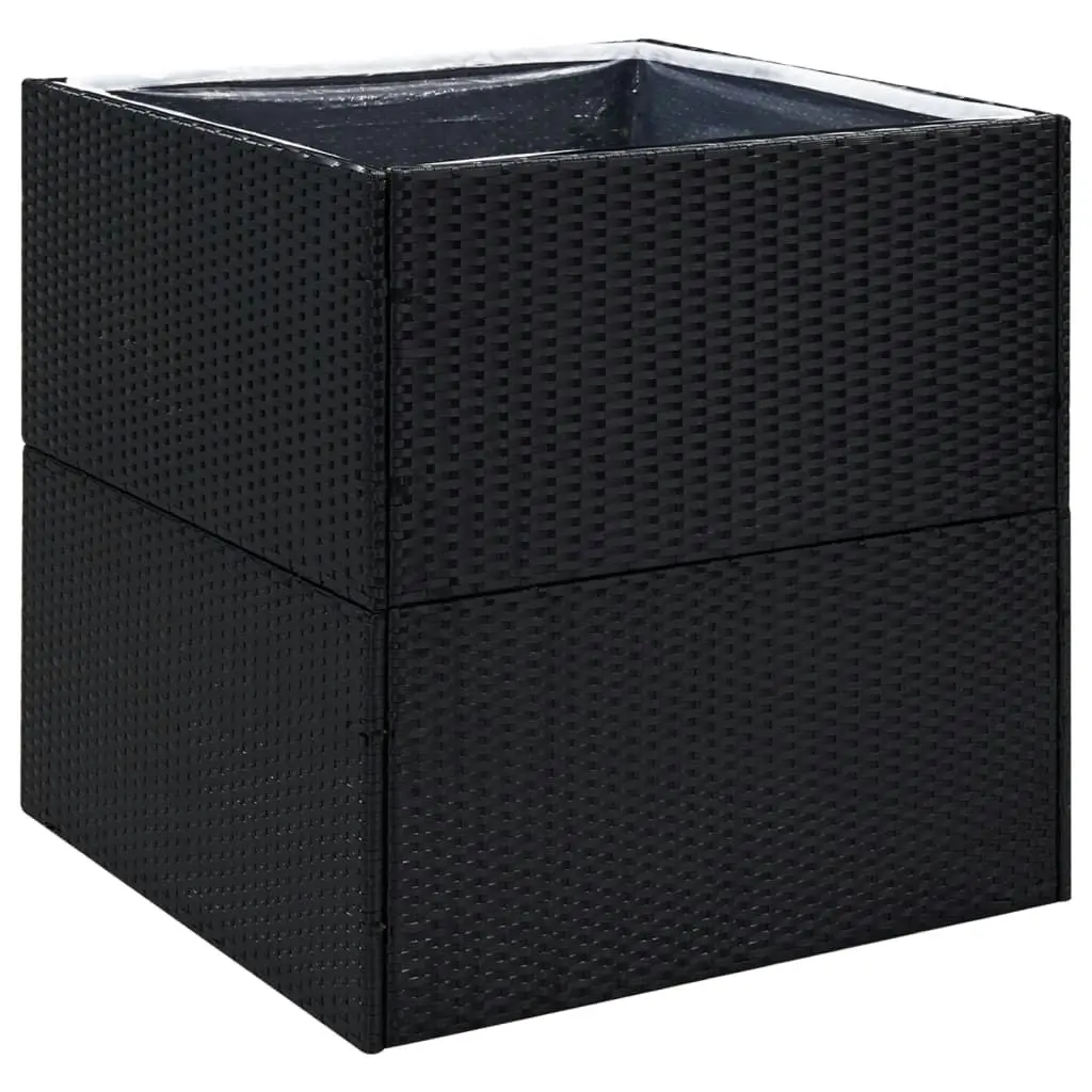 Garden Planter Black 80x80x80 cm Poly Rattan 319173