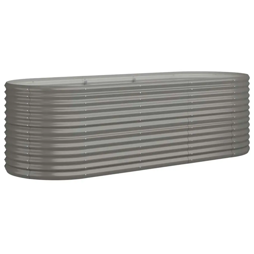 Garden Raised Bed Powder-Coated Steel 224x80x68 cm Grey 318954