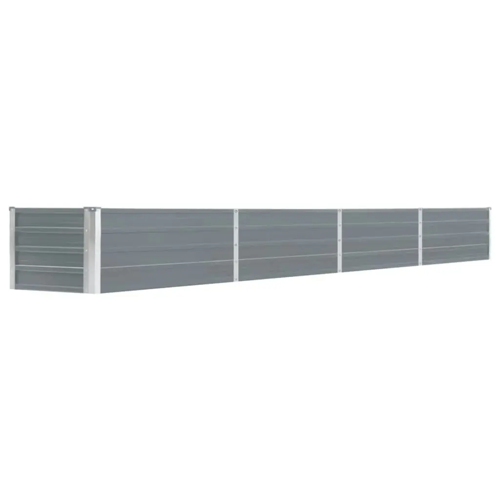 Garden Raised Bed Galvanised Steel 320x40x45 cm Grey 47052