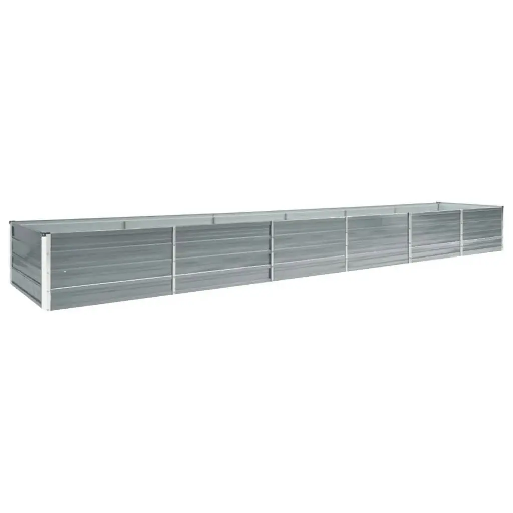 Garden Raised Bed Galvanised Steel 480x80x45 cm Grey 47064