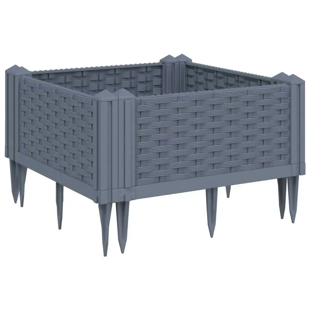 Garden Planter with Pegs Grey 42.5x42.5x28.5 cm PP 368004