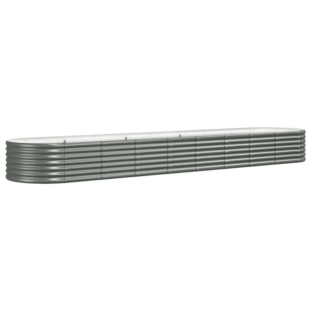 Garden Raised Bed Powder-Coated Steel 368x80x36 cm Grey 318929