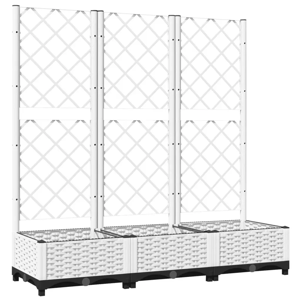 Garden Planter with Trellis White 120x40x121.5 cm PP 153283