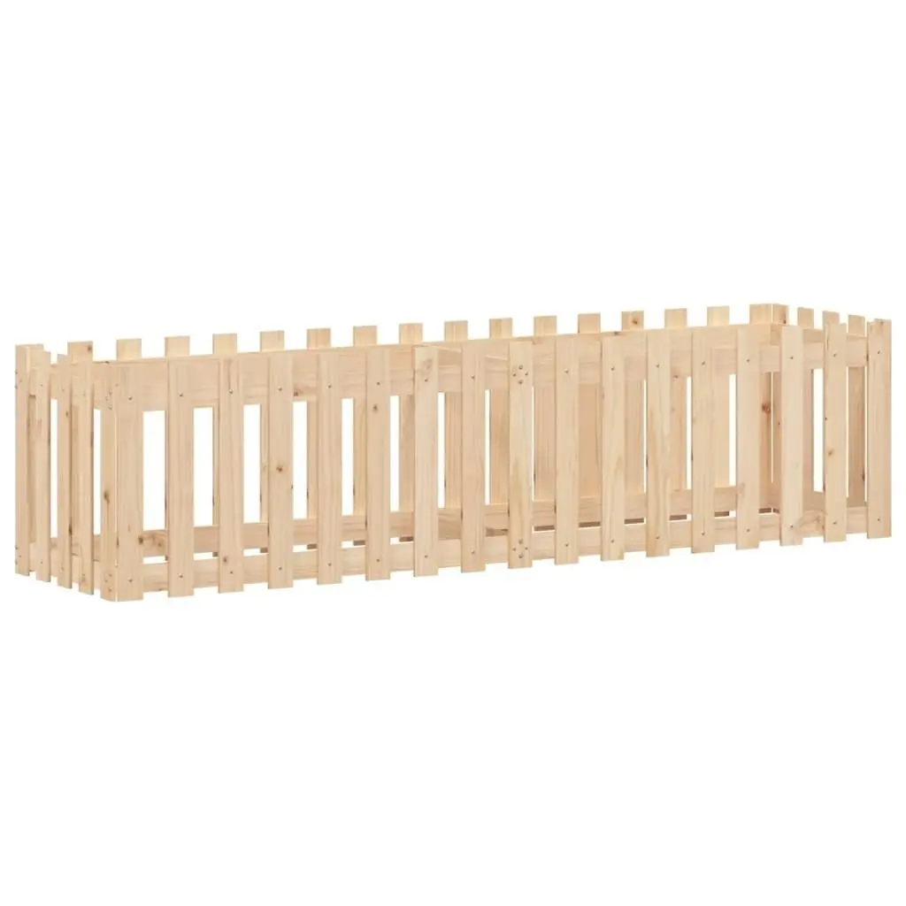 Garden Raised Bed with Fence Design 200x50x50 cm Solid Wood Pine 832507