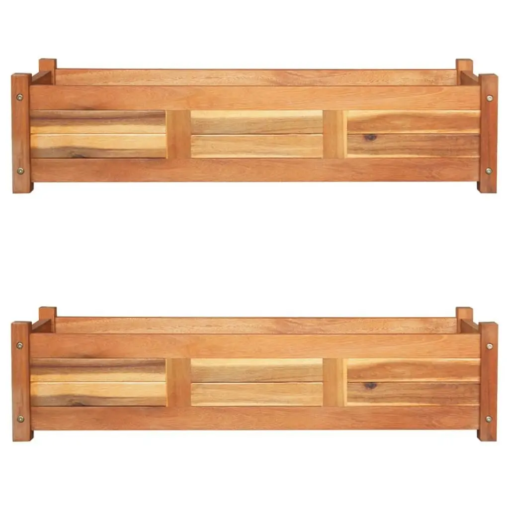 Garden Raised Beds 2 pcs Acacia Wood 100x30x25 cm 3057522