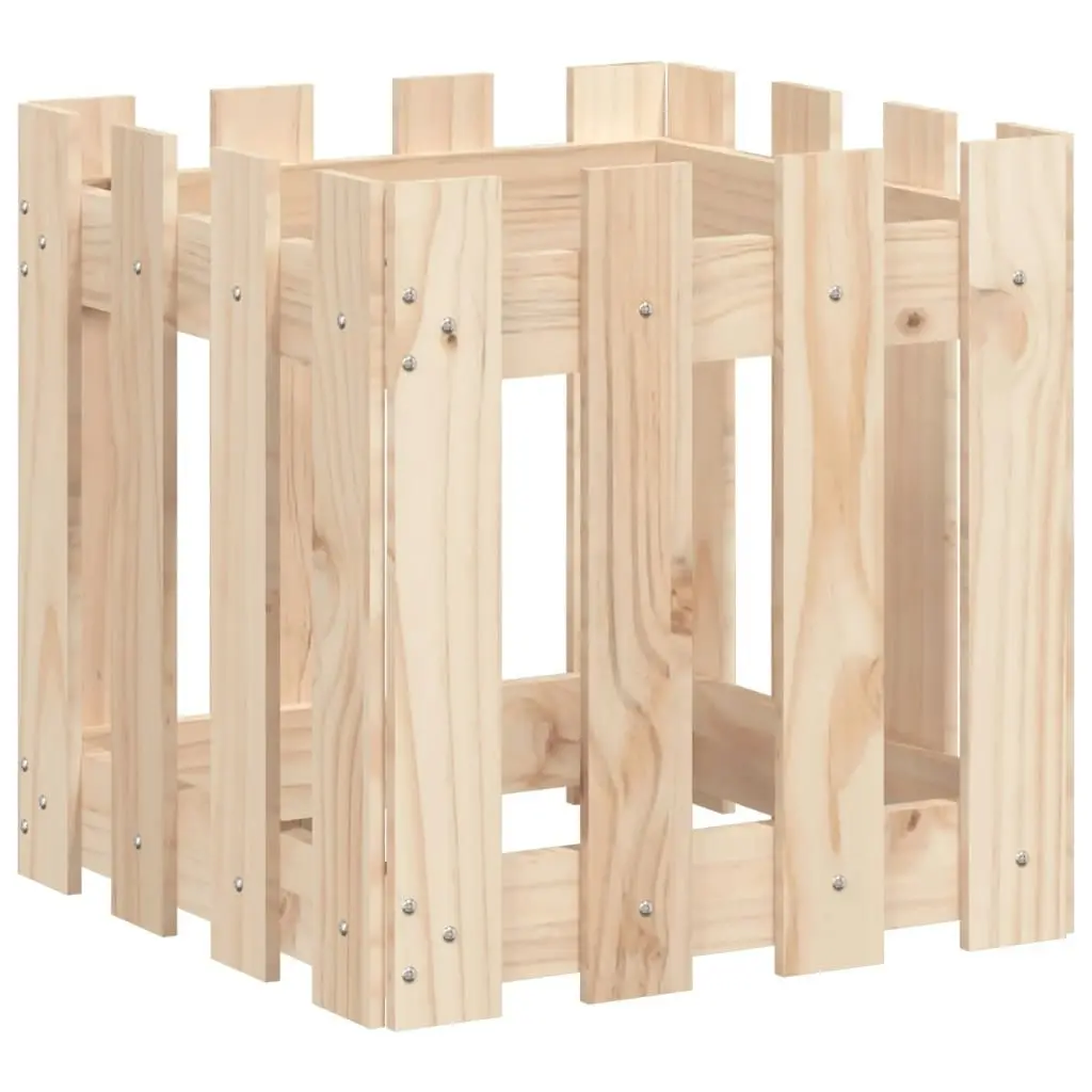 Garden Planter with Fence Design 40x40x40 cm Solid Wood Pine 832447