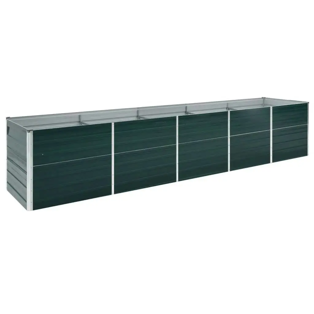 Garden Raised Bed Galvanised Steel 400x80x77 cm Green 47061