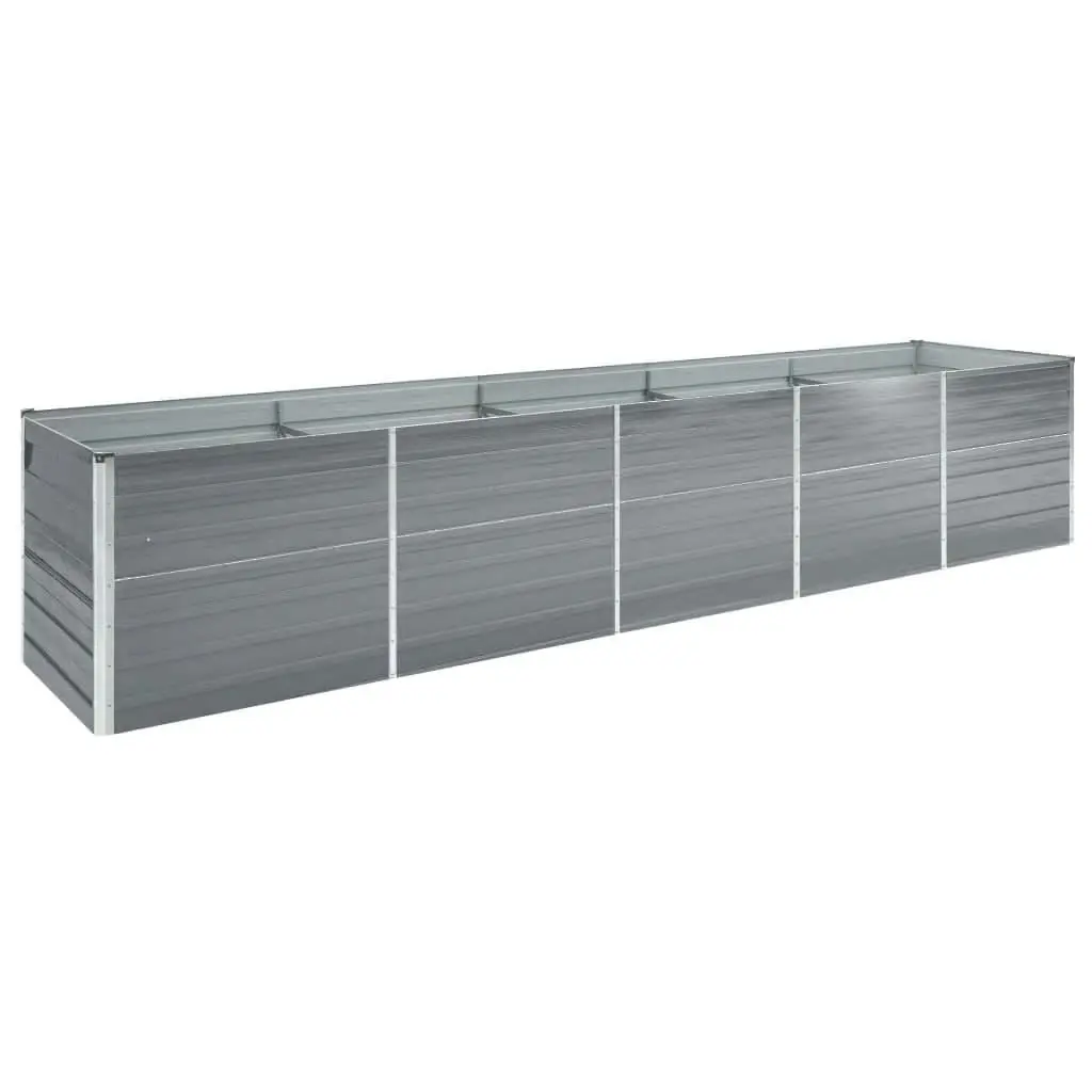 Garden Raised Bed Galvanised Steel 400x80x77 cm Grey 47060