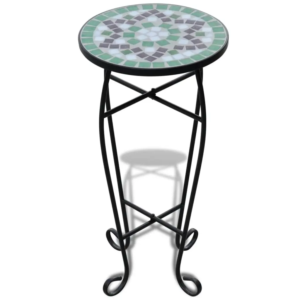 Mosaic Side Table Plant Table Green White 41130