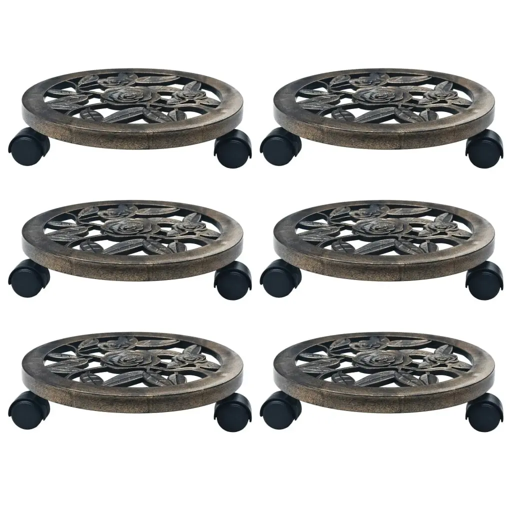 Plant Trolleys 6 pcs Bronze 30 cm Plastic 48227