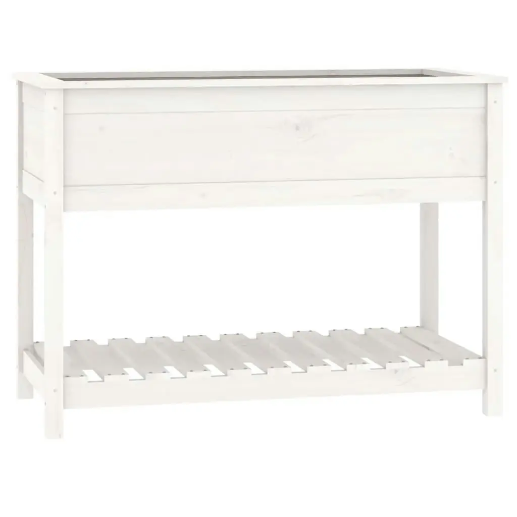 Planter with Shelf White 111.5x54x81 cm Solid Wood Pine 823788