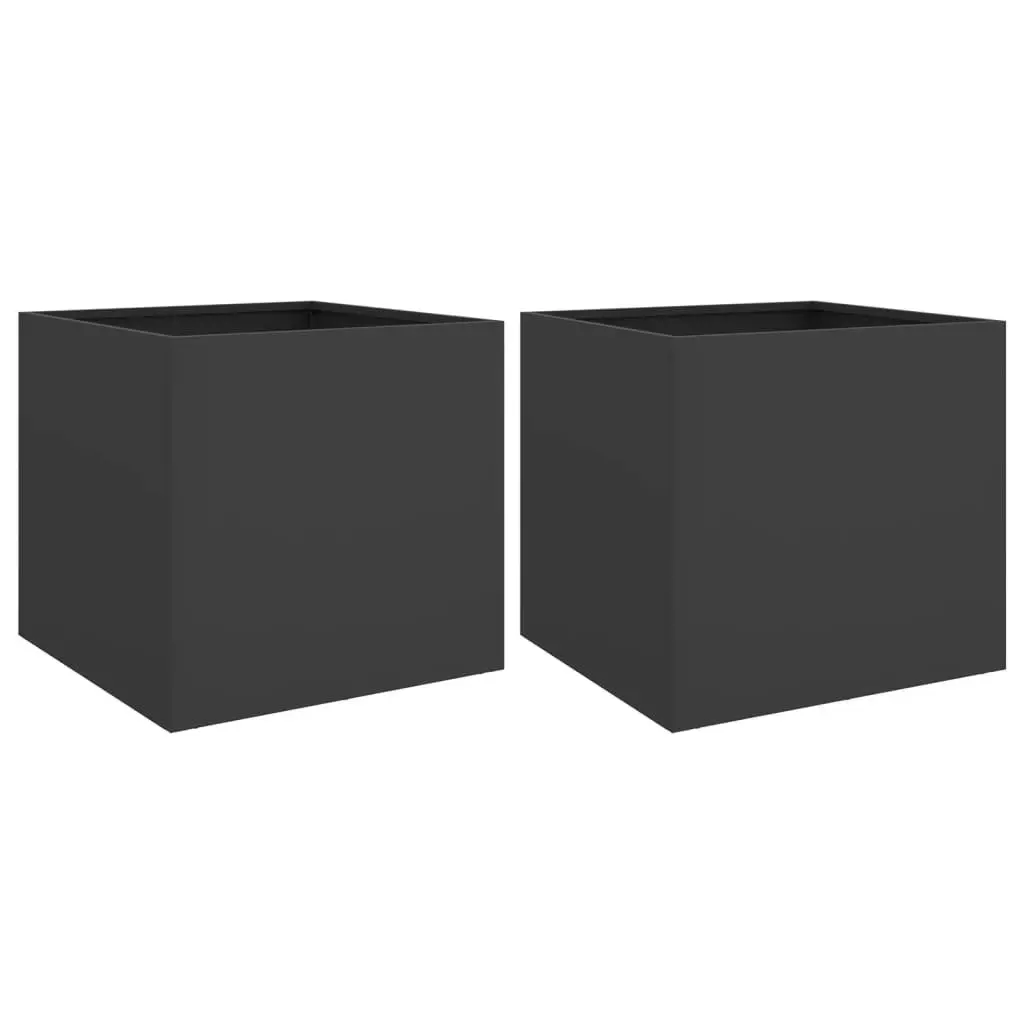 Planters 2 pcs Black 49x47x46 cm Cold-rolled Steel 841560