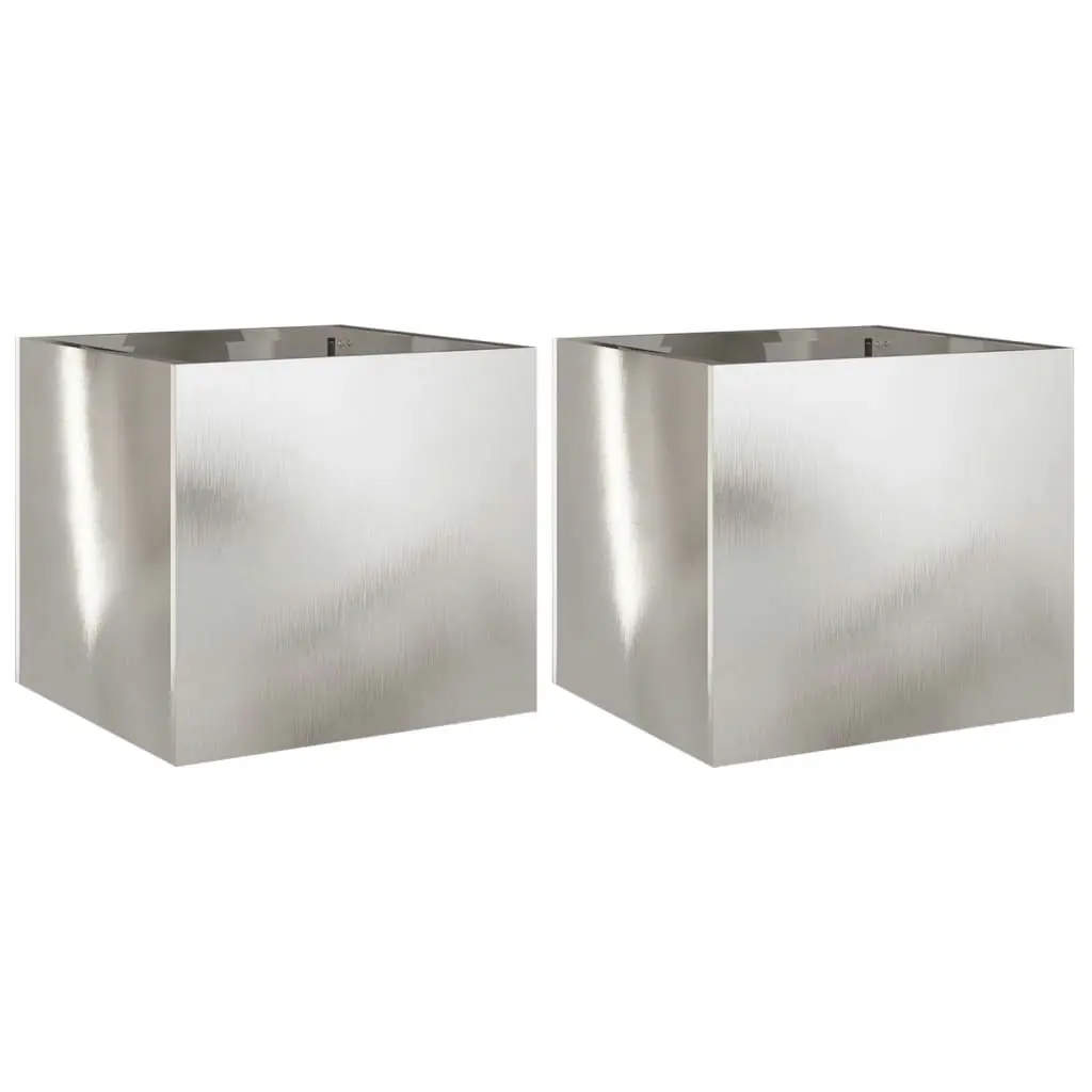 Planters 2 pcs Silver 32x30x29 cm Stainless Steel 841544